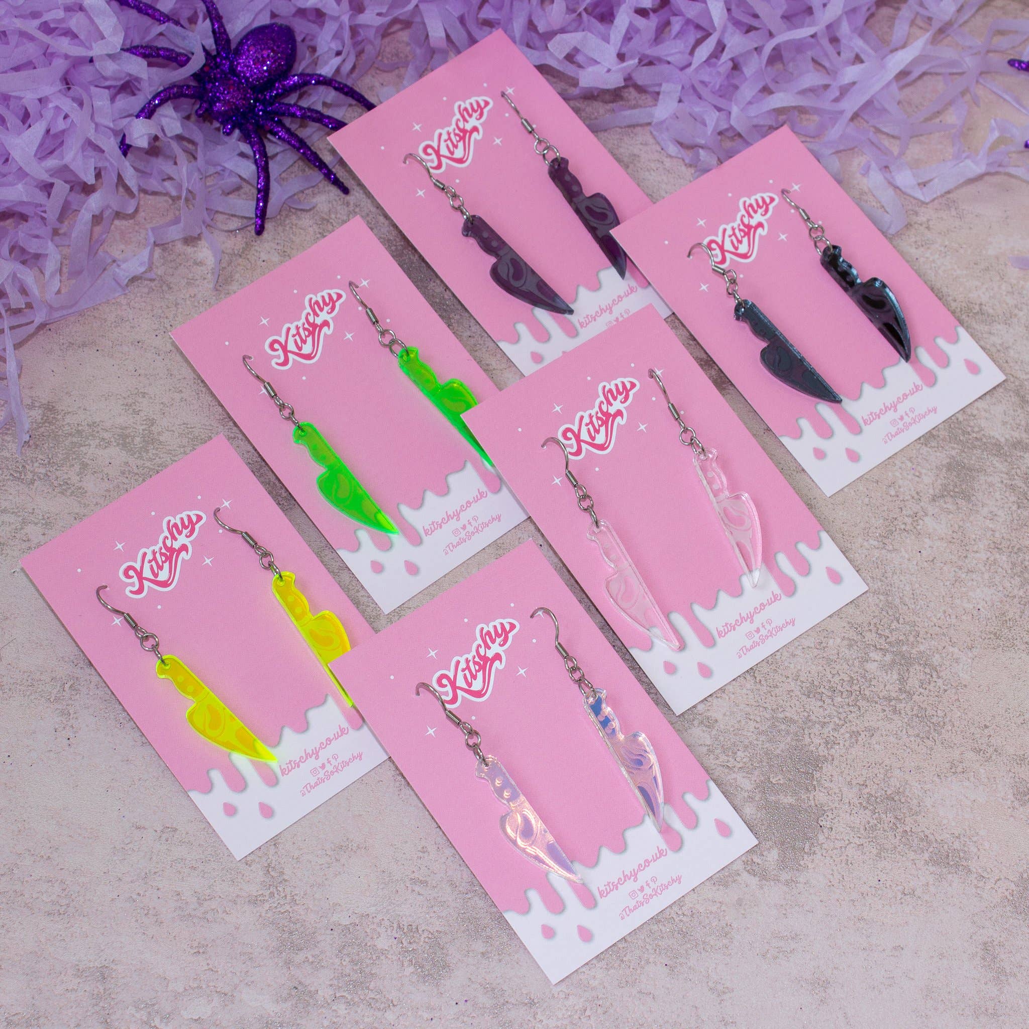 Kitschy - Wholesale Dangle Earrings - Ghostface Scream Knife Earrings Laser Cut Acrylic3