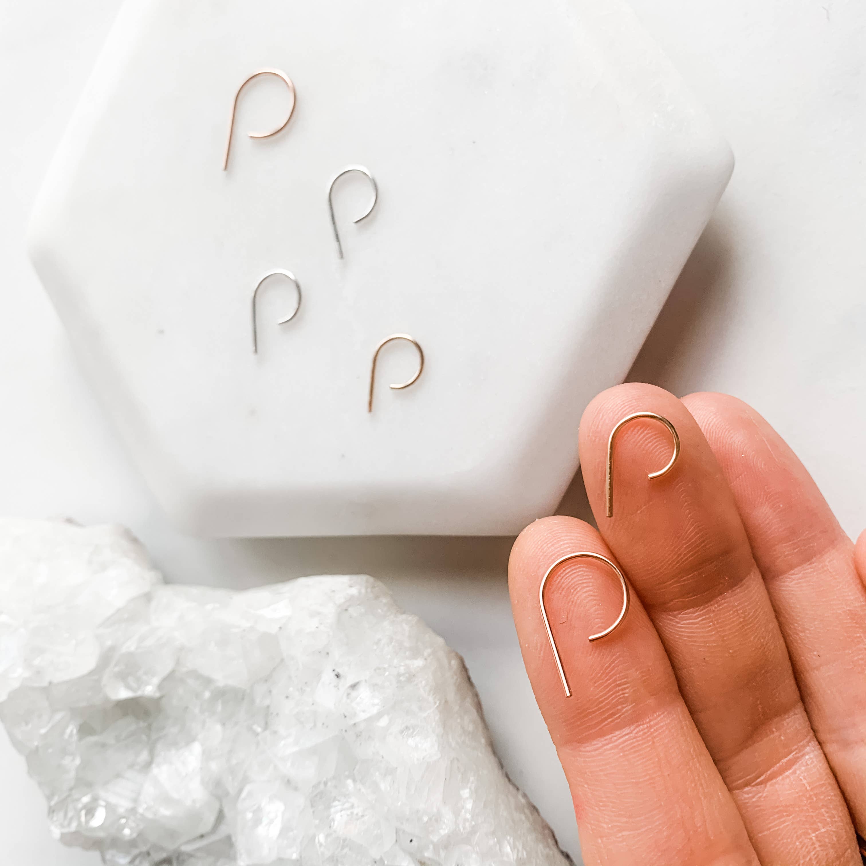 Red Giraffe Designs - Wholesale Huggie Earrings - Mini Wire Huggie Hoop Earrings11