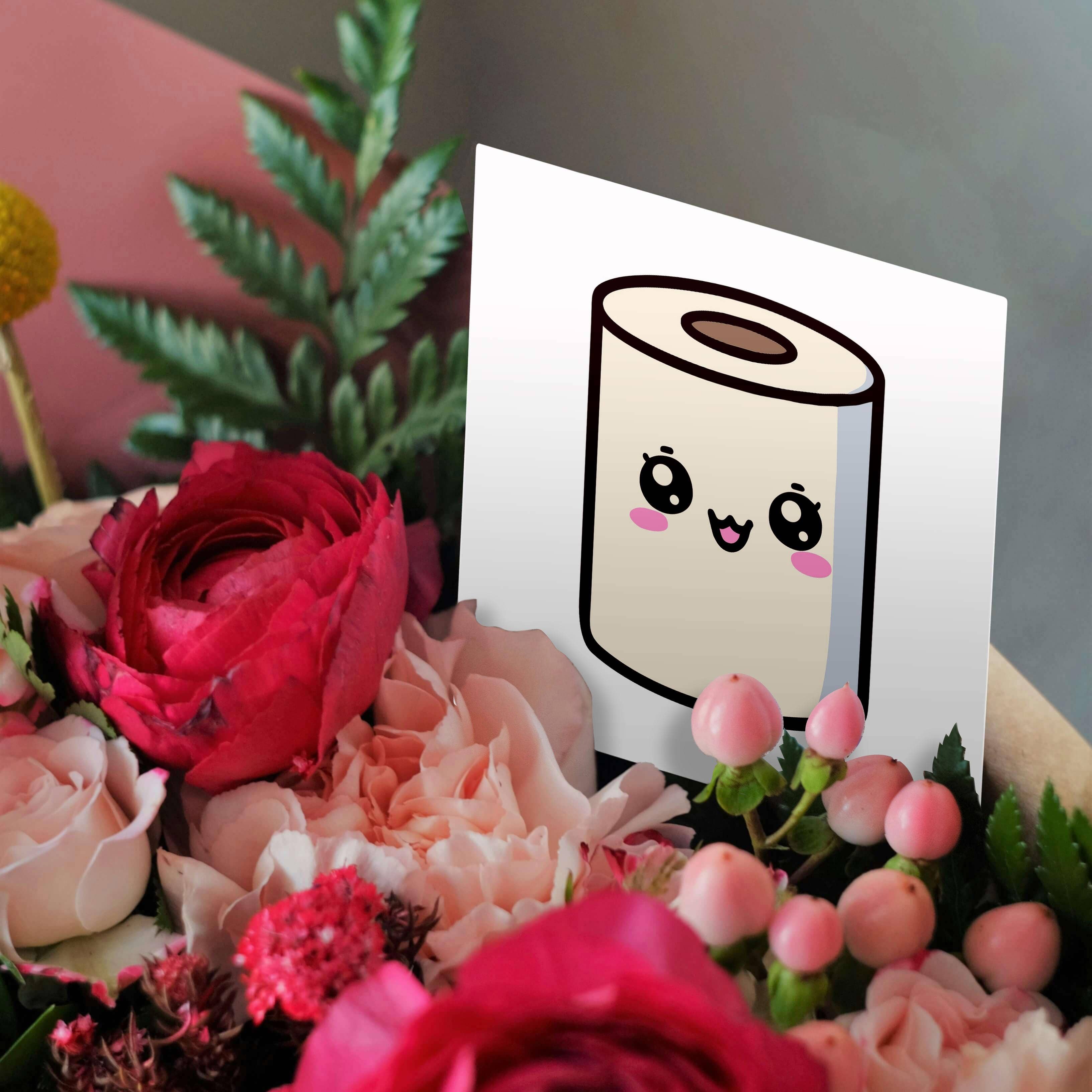 3dRose - Vente Carte de vœux classique - 3dRose, Illustration Kawaii Mignonne d'un Rouleau de Papier Toilette, Carte de Vœux2