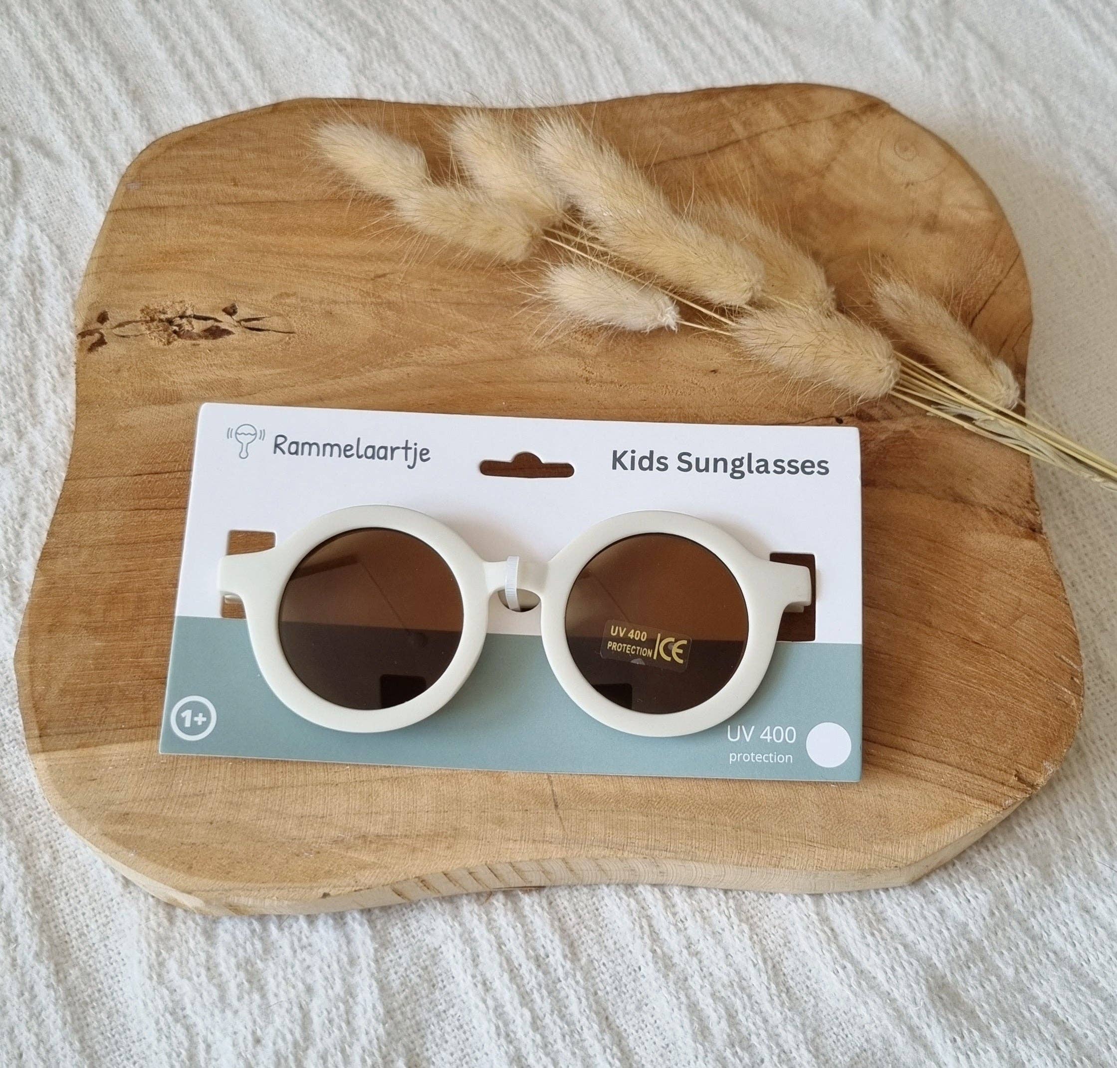 Rammelaartje – Óculos de sol/óculos - Crianças por atacado – Óculos de sol redondos infantis com proteção UV400 - bege3