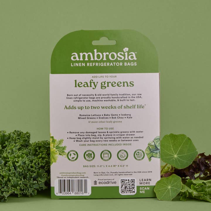 Ambrosia Bag - Wholesale Food Storage Wrap/Bag - Reusable Linen Bag for Leafy Greens | Spring Kitchen10