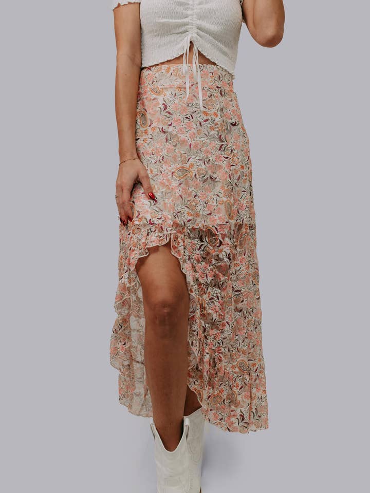 MK636 Floral Paisley Maxi Skirt for wholesale on Faire
