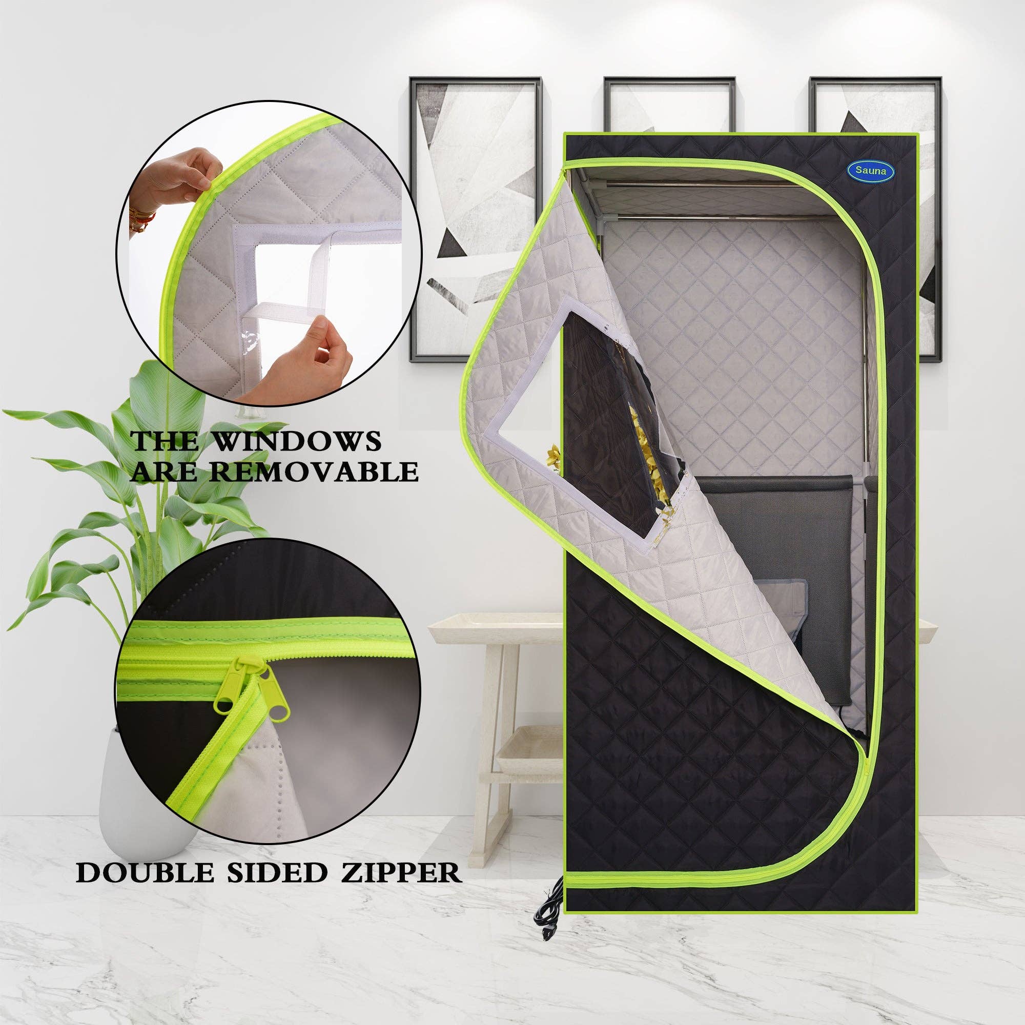 Orange County Decor - Wholesale Tent - Portable Plus Type Full Size Far Infrared Sauna Tent. Spa, Detox ,Therapy And Relaxation At Home.Larger Space,Stainless Steel Connector Easy To Install, With Fcc Certification Black Black Polyester7