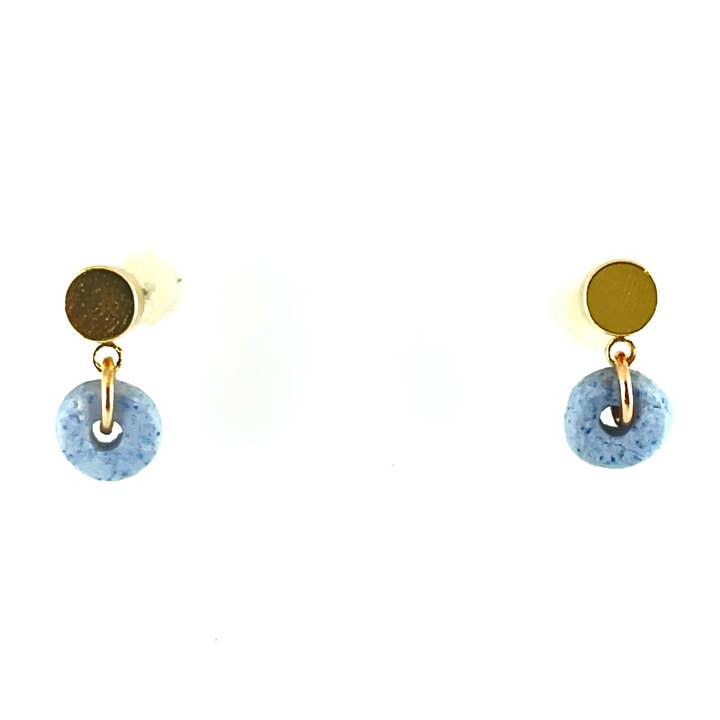 Light denim - Tiered ceramic donut stud | gold for wholesale by NB MAKES
