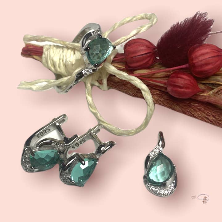 Set med turkosa kristaller för wholesale av Shine Juwely