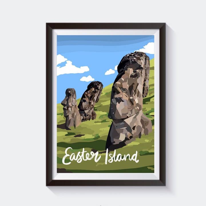 Impresión artística de viaje a la Isla de Pascua, Chile, 6 tamaños para venta al por mayor de 2 Sisters