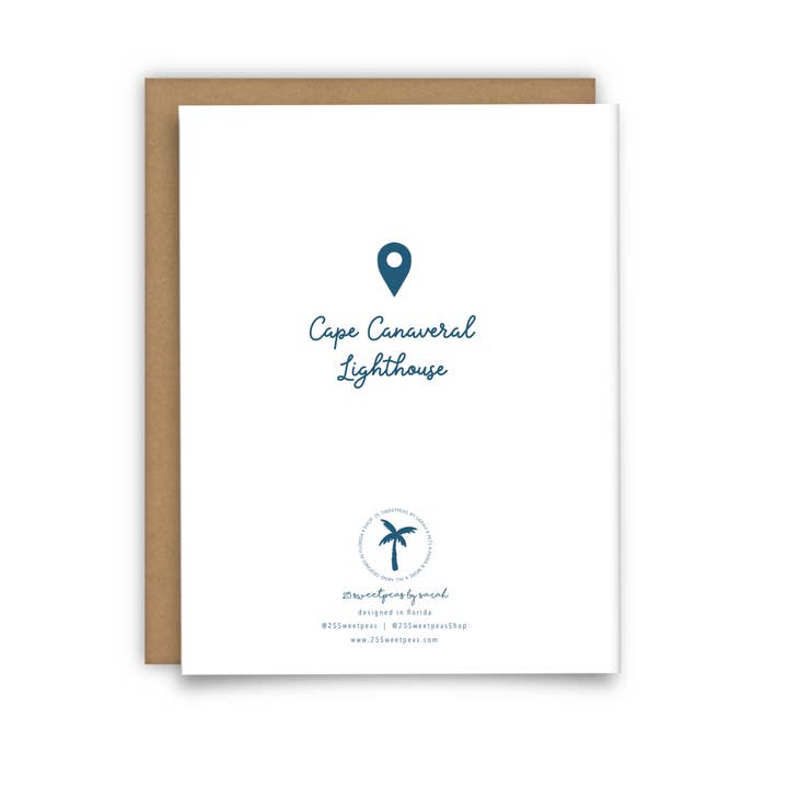 25 Sweetpeas - Wholesale Everyday Greeting Card - Cape Canaveral Lighthouse Card, Greetings From Card, Florida