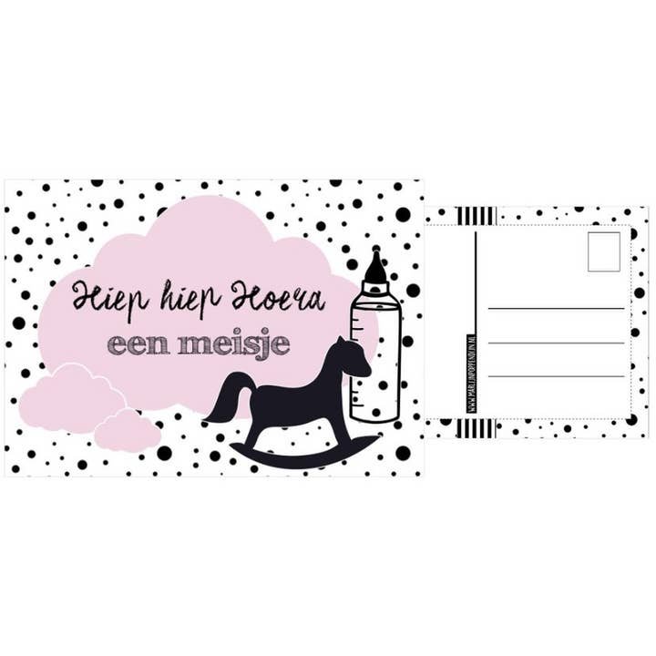 A6 carta con testo ''Evviva evviva una bambina. per la vendita all'ingrosso da parte di Marlijnpoppendijn