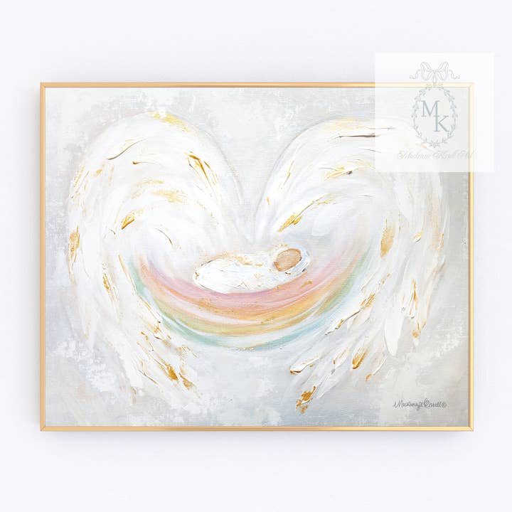 'Heaven Sent' Rainbow Baby Paper Print for wholesale by Mackenzie Kissell Art