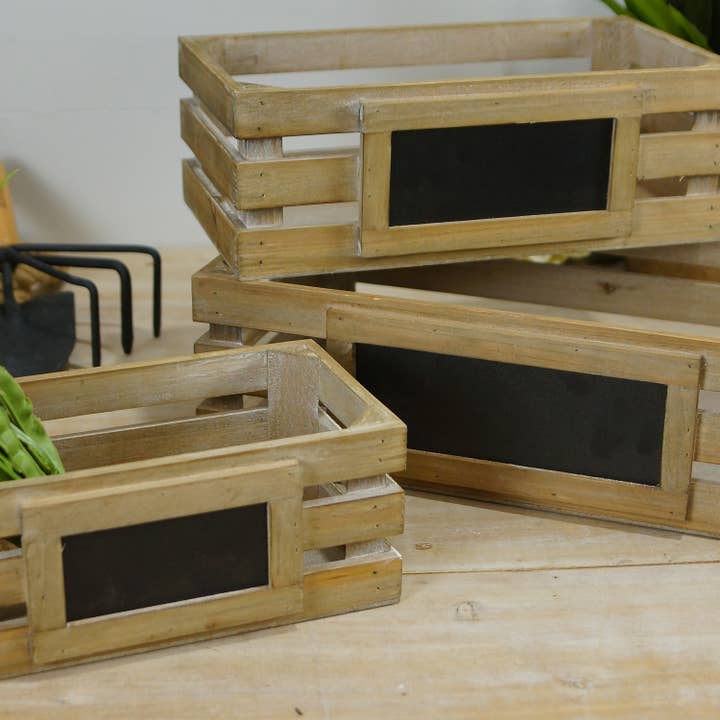 VIP Home & Garden - Wholesale Decorative Tabletop Object - VIP Wood 16 in. Brown Crates with Chalkboard Set 33