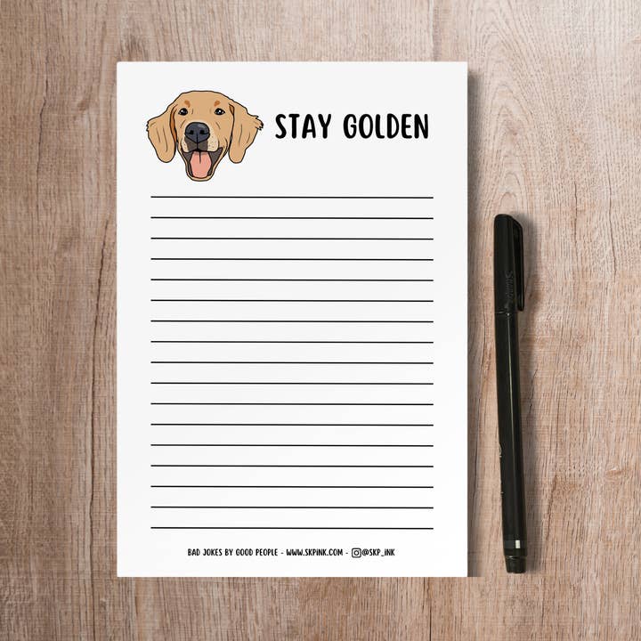 SKP ink - Wholesale Notepad - Funny Golden Retriever Dog Notepad | Stay Golden Stationary