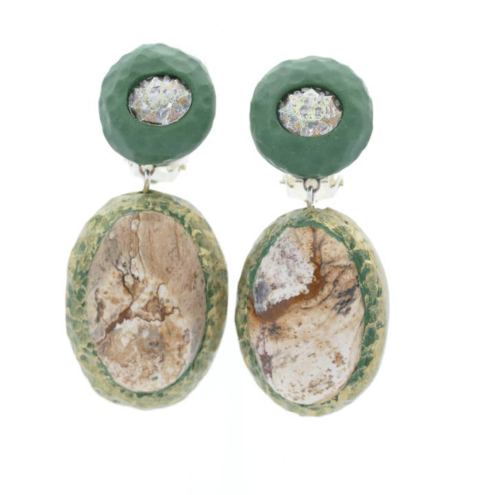 Jasper ear clips for wholesale by Cátia Levy Designer