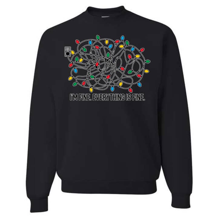 Chandail unisexe à encolure ras-du-cou I'm Fine Christmas Lights pour la vente par Coastal