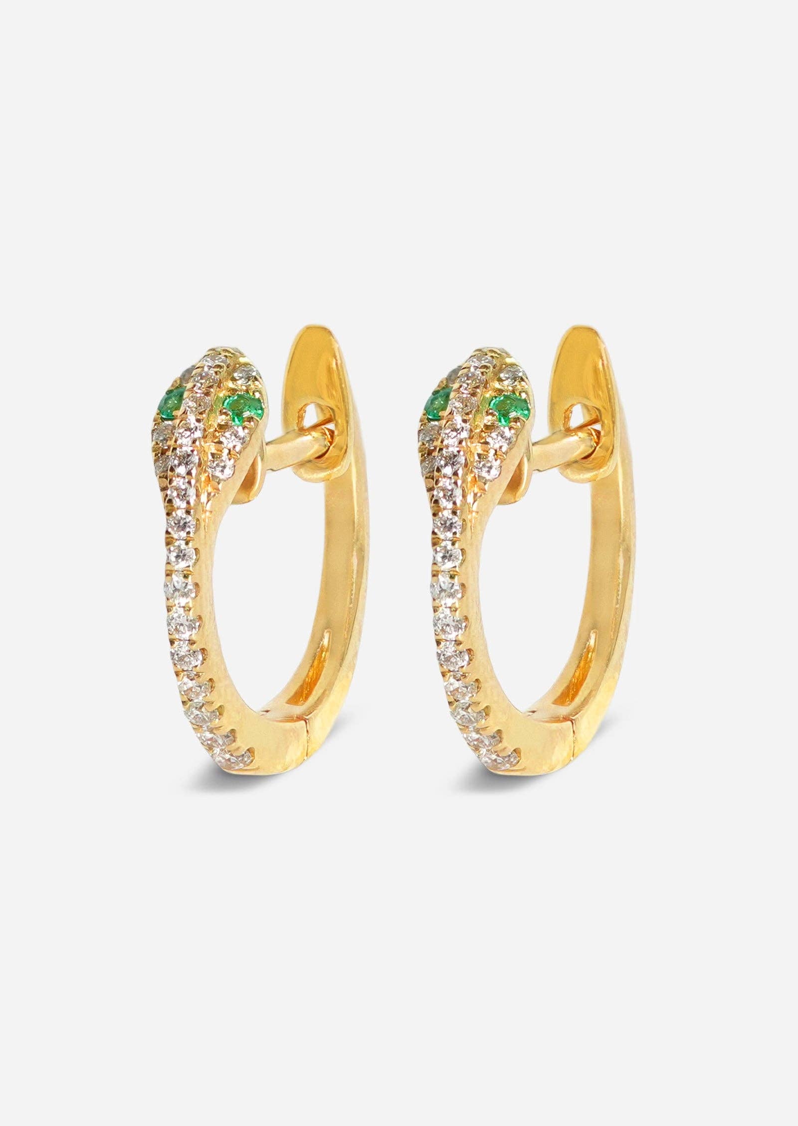 Porter Lyons - Wholesale Huggie oorbellen - Diamond Snake Hoop - Emerald Eyes | Enkel2