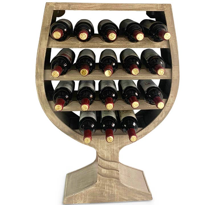 Cota Global - Wholesale Wine Rack - Modern Wall Mounted Wine Glass Shape Rack - 18 Bottles