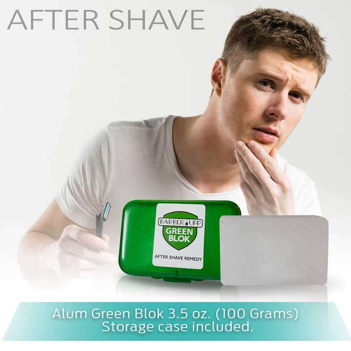 BarberUpp - Wholesale Aftershave – Men’s - BarberUpp Alum Block, After Shave,100% Alum, Shaving Accessory, (3.5 oz / 100 grams) Storage Case Included,Styptic skin soothing Alum Green Blok.2