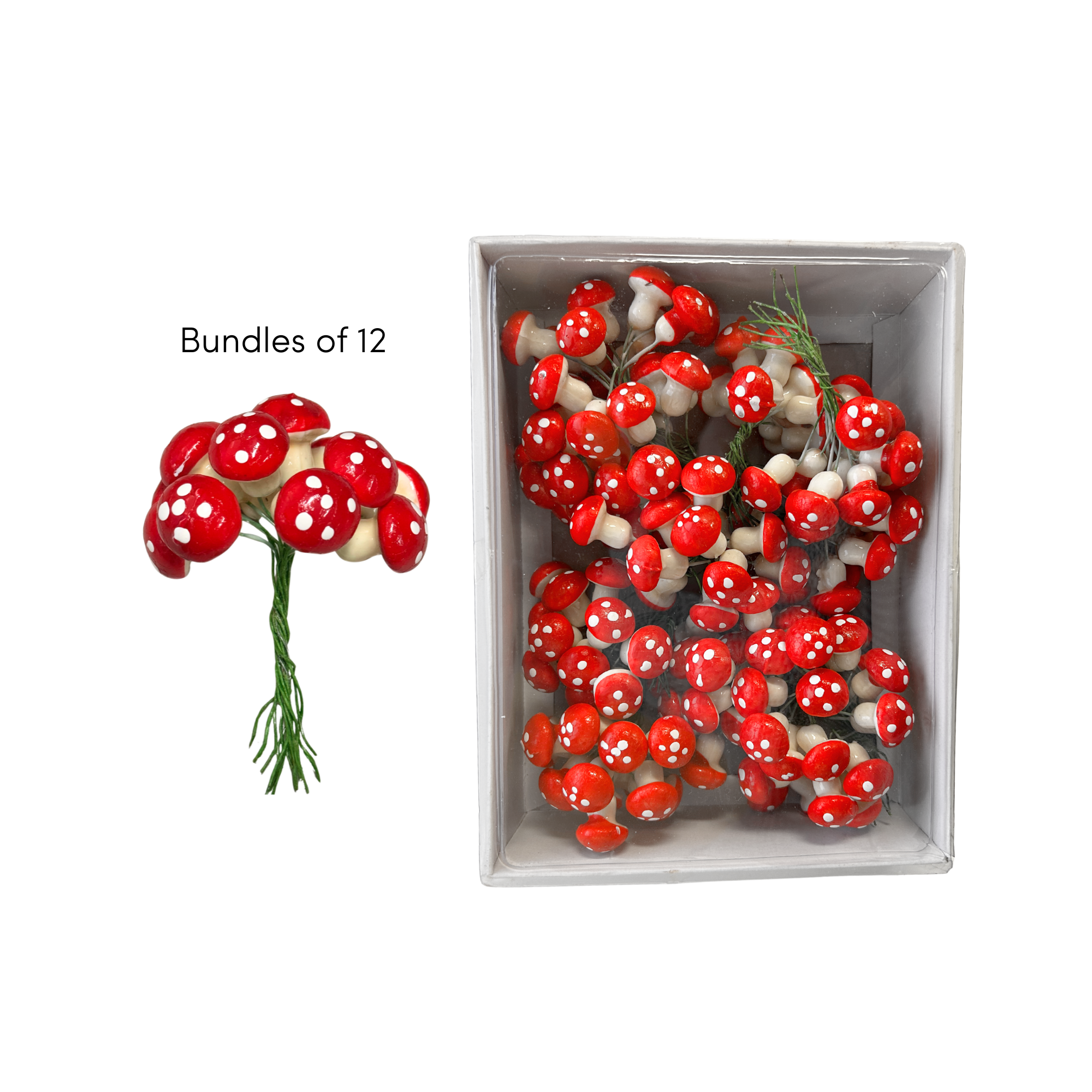 Jacobson - Wholesale Decorative Figurine - 20mm Mini Red Mushrooms on Wire2