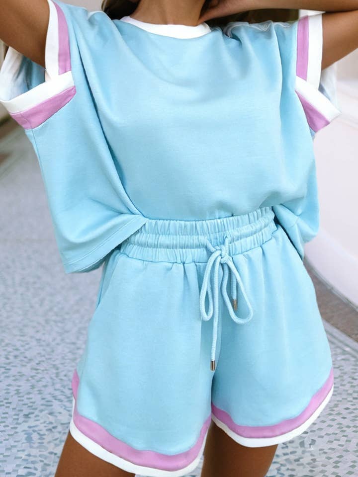 LDC Shift Colorblock High Waist Pocket Two piece Shorts Sets for wholesale by Little Daisy Closet