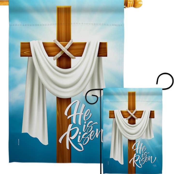Two Group Flag Co - Venta al por mayor Bandera y manga de viento - Bandera de decoración de Pascua con fe religiosa resucitado