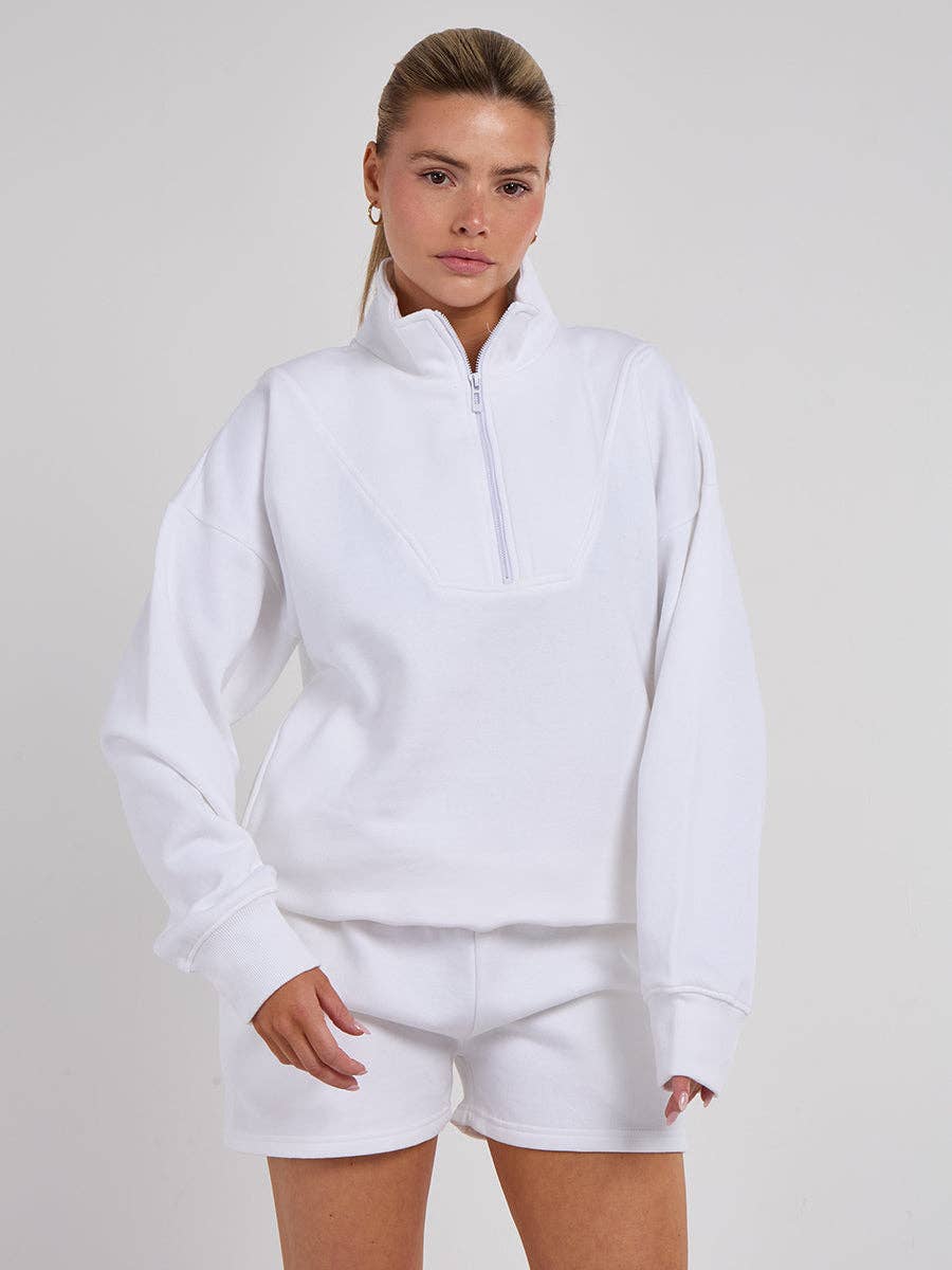AX Labels - Wholesale Lounge Set - Women's - 1/2 Zip Top & Shorts Fleece Co-ord62