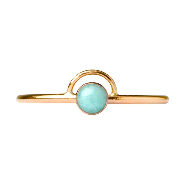 Amazonite Arc 14k Gold Fill Ring Handmade Stacking Sun Ring for wholesale by Mineral and Matter