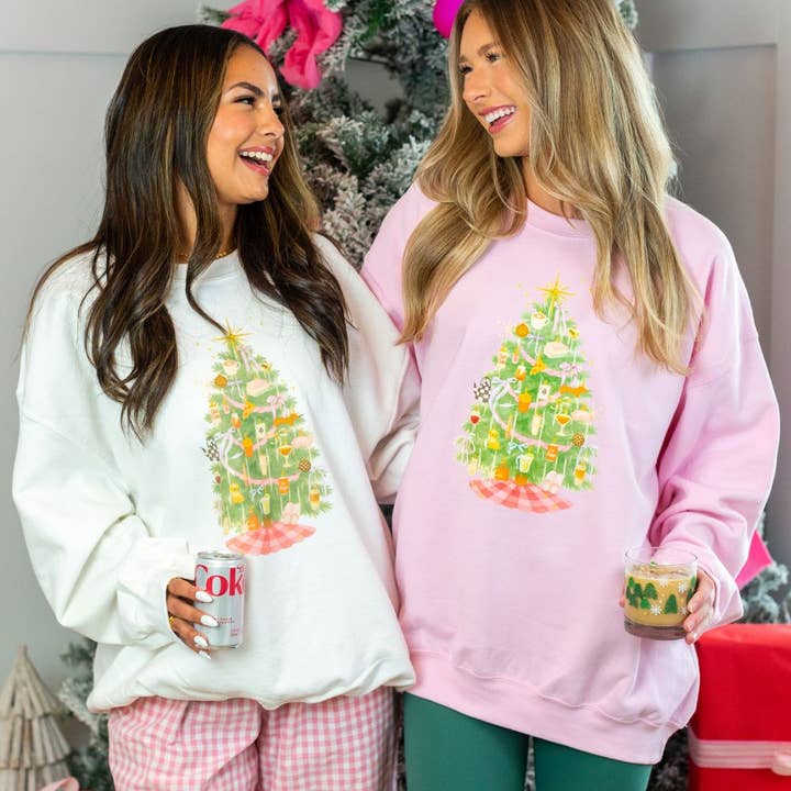 'Girly Ornaments Christmas Tree' Crewneck Sweatshirt for engroshandel hos United Monograms