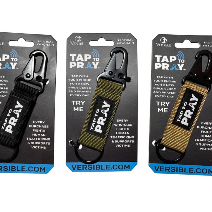 Versible - Wholesale Keychain - Unisex - Tap To Prayâ„¢ - Tactical Carabiner Keychain
