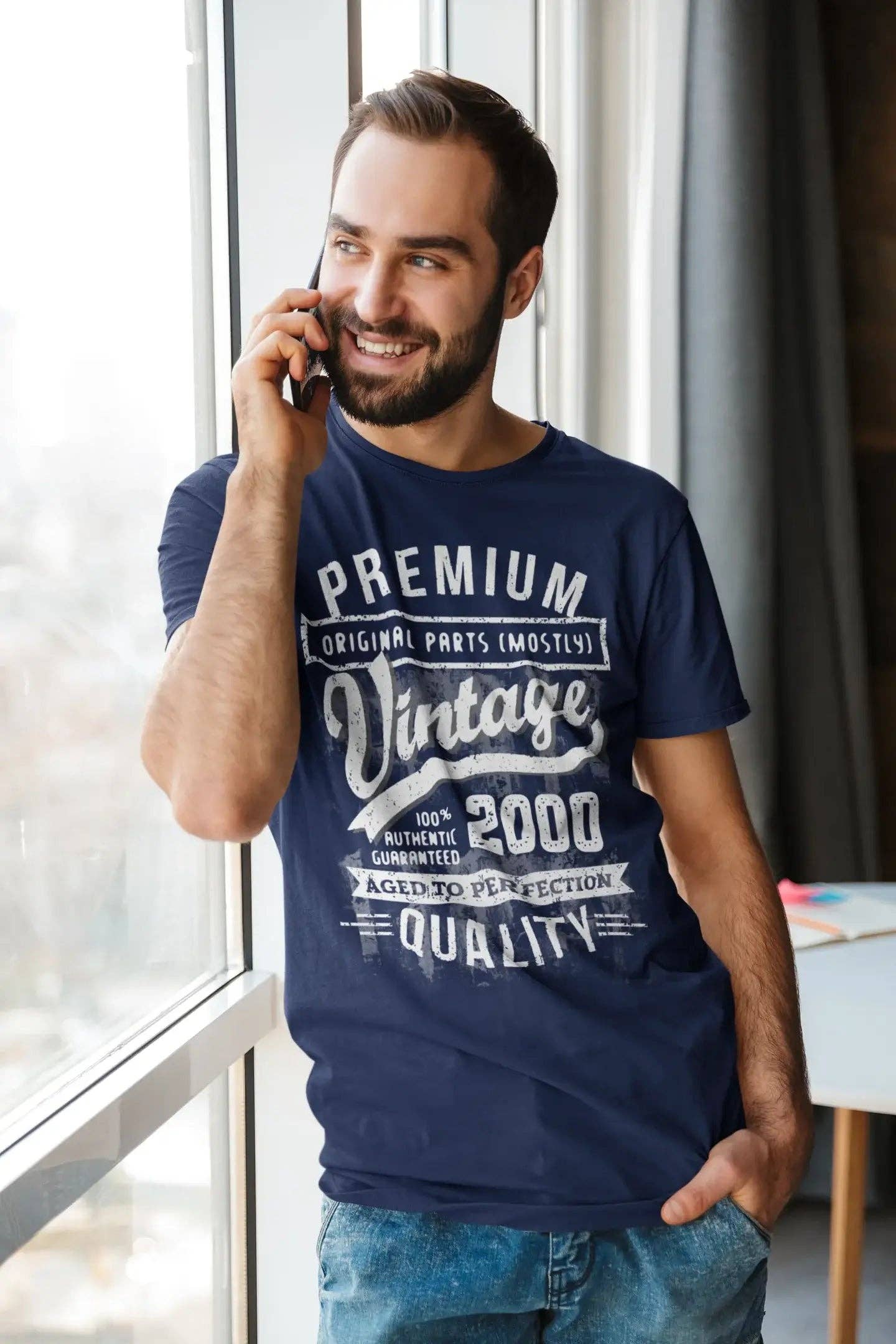 Gris chiné ULTRABASIC - T-shirt cadeau d'anniversaire graphique pour homme, 2000 Aged to Perfection en vente sur Faire4