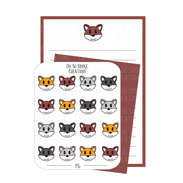 Burgundy Fox Stationery Set for wholesale by Oh So Simple Creations