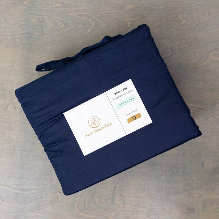 Nest Essentials - Wholesale Sheet Set - 300 TC Cotton Sheet Set- Made in India- Navy Blue