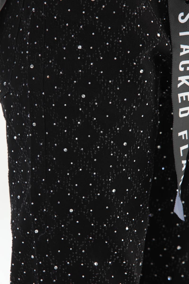 Stylo - Wholesale Jeans - Men's - Black Rhinestone Covered Stacked Flare17