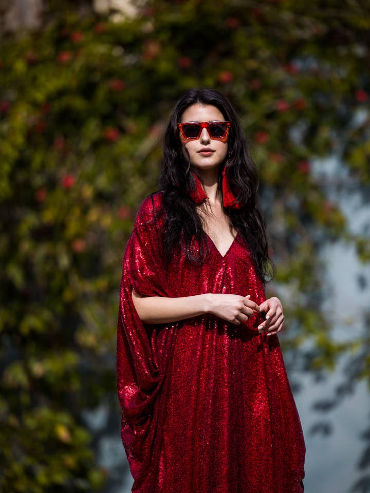 Jennafer Grace - Venta al por mayor Caftán - Mujer - Caftán de lentejuelas de rubí2