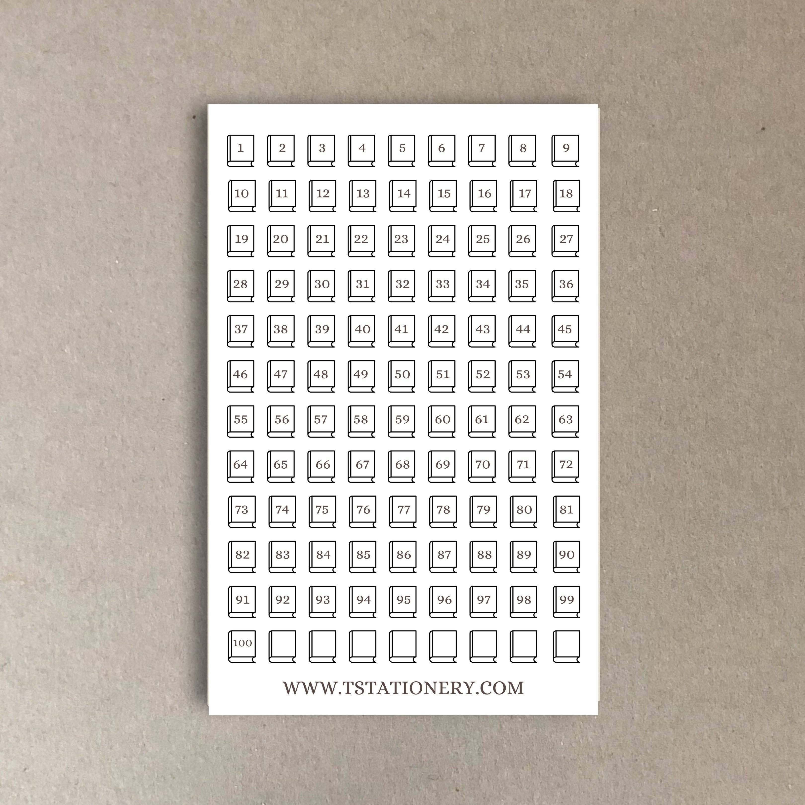 T's Stationery - Wholesale Sticker - "100 Day Book Challenge" Sticker Sheet0