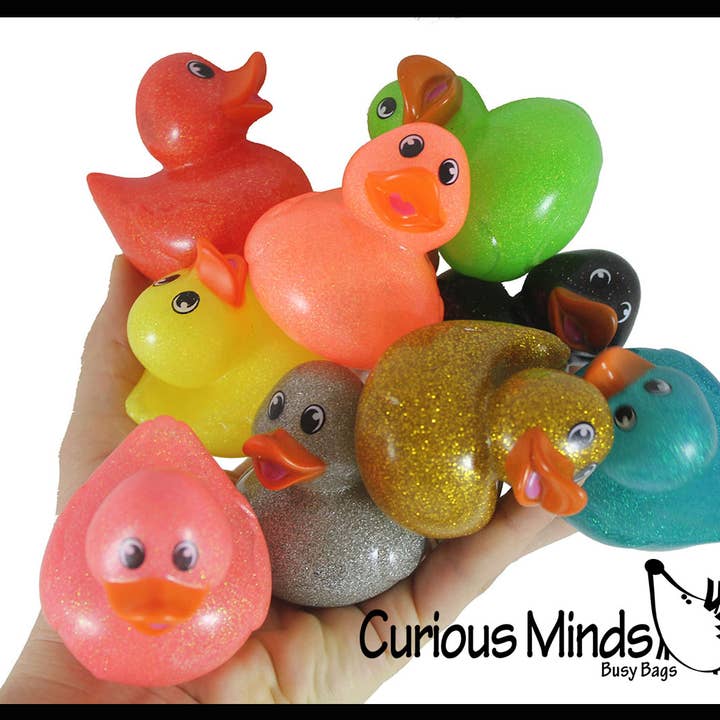 Curious Minds Toys - Wholesale Bath Toy - Baby - 1 - Medium 2" Glitter Rubber Ducks - Rubber Duckies Toy
