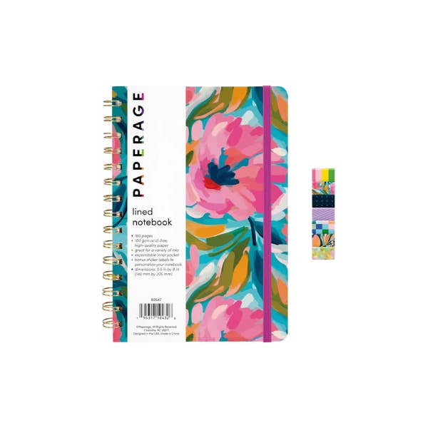 Painted Floral Hardcover Spiral Lined Journal Notebook for wholesale by Paperage