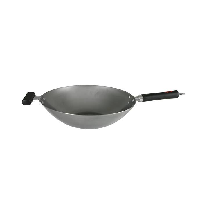 Lacquer finish DEXAM CARBON STEEL Professional Wok 14" for wholesale on Faire