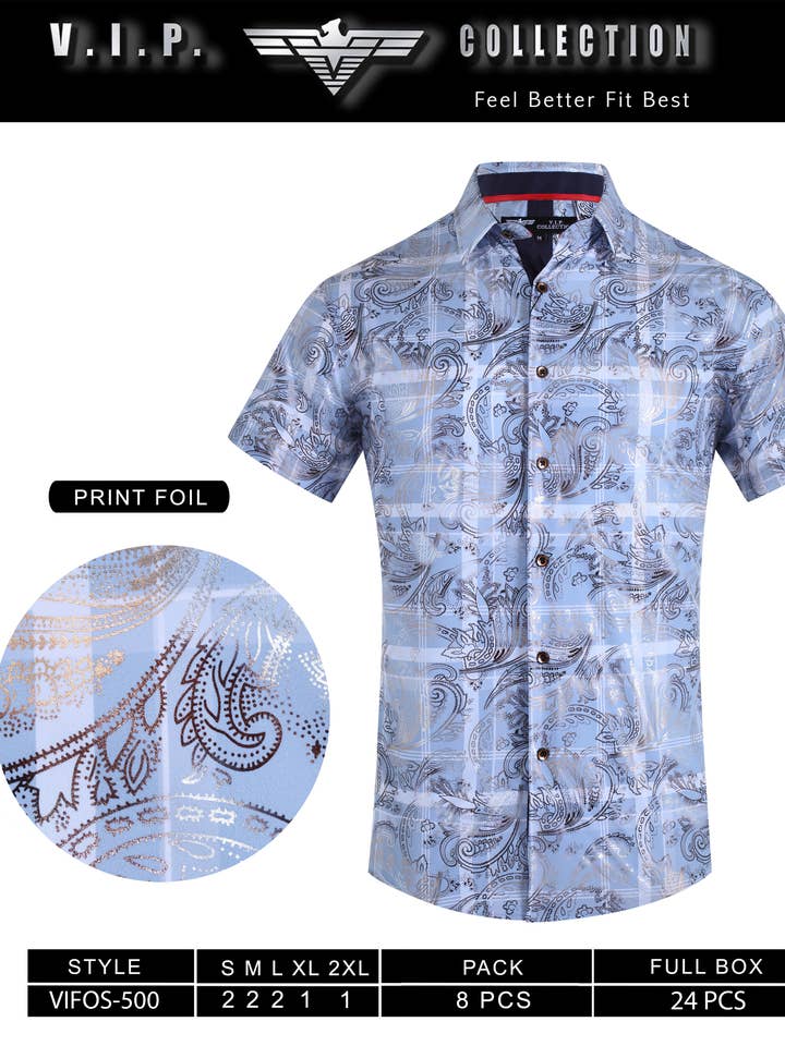 VIFOS-500 COLLECTION VIP CHEMISE Ă MANCHES COURTES FOIL pour la vente par Urban Fitz