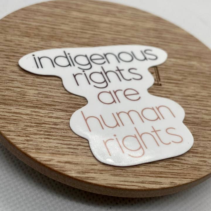 les droits des autochtones sont des droits humains - autocollant en vinyle pour la vente par Eagle Woman Prints