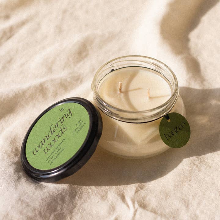 Simply Curated - Wholesale Jar/Filled Candle - Wandering Woods Double Cotton Wick Soy Candle 7oz