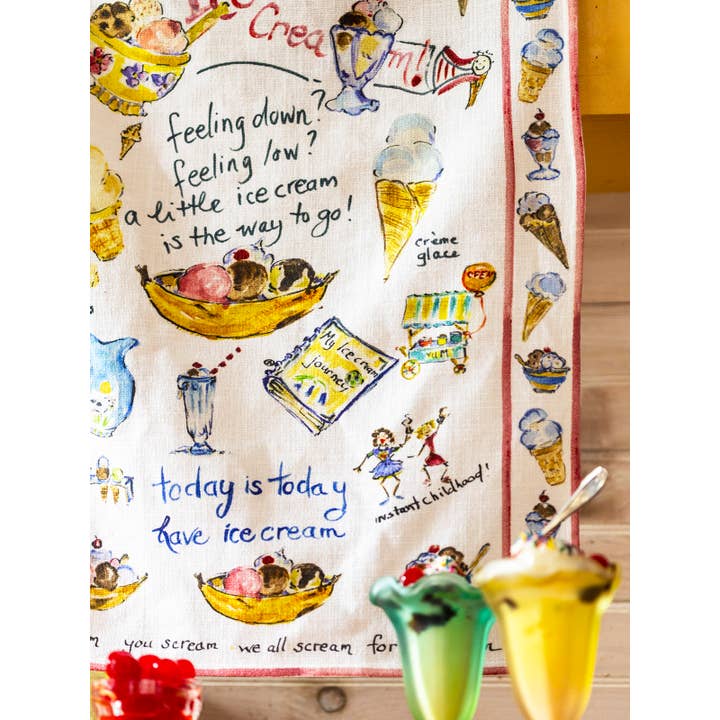 April Cornell - Wholesale Tea Towel - Ice Cream Watercolor Tea Towel