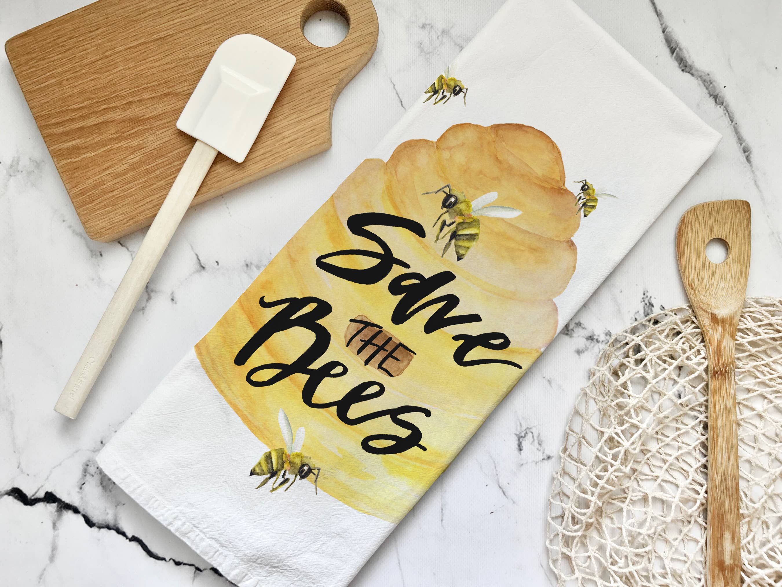 Honey Brush Design® - Wholesale Tea Towel - Save The Bees Tea Towel1