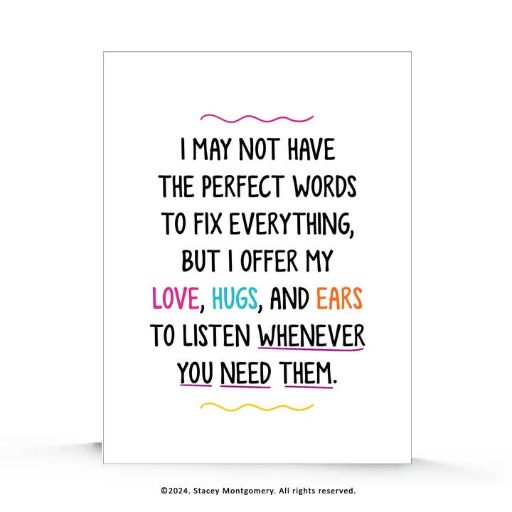 No Perfect Words Encouragement Card for wholesale by Stacey M Design