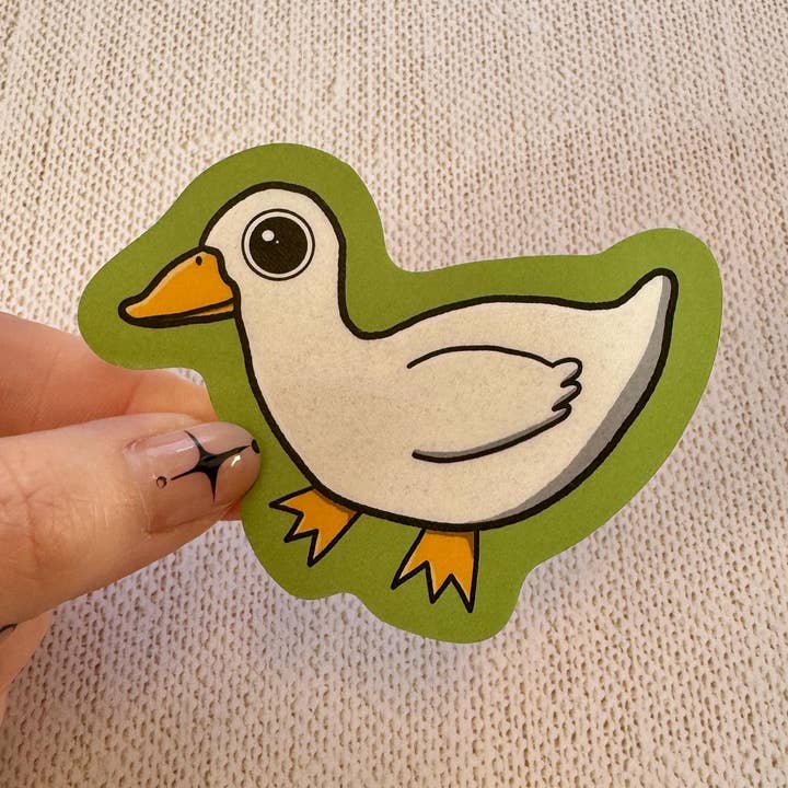 Cute Duck Sticker Waterproof Vinyl Green for wholesale by Hawburns Studio