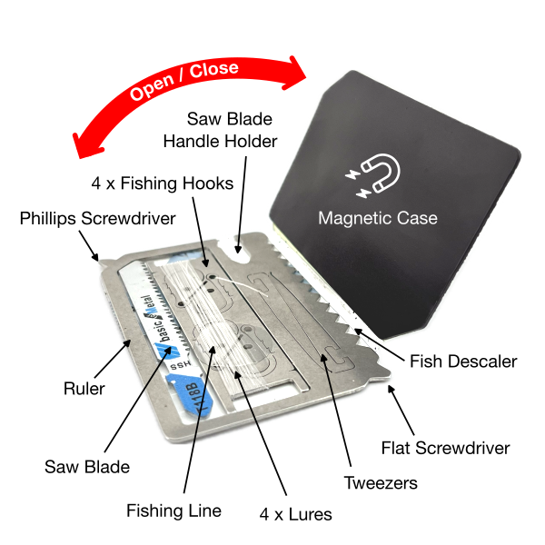 Zootility - Vente Outil de bricolage - Kit de survie pour la pêche au format carte de crédit5