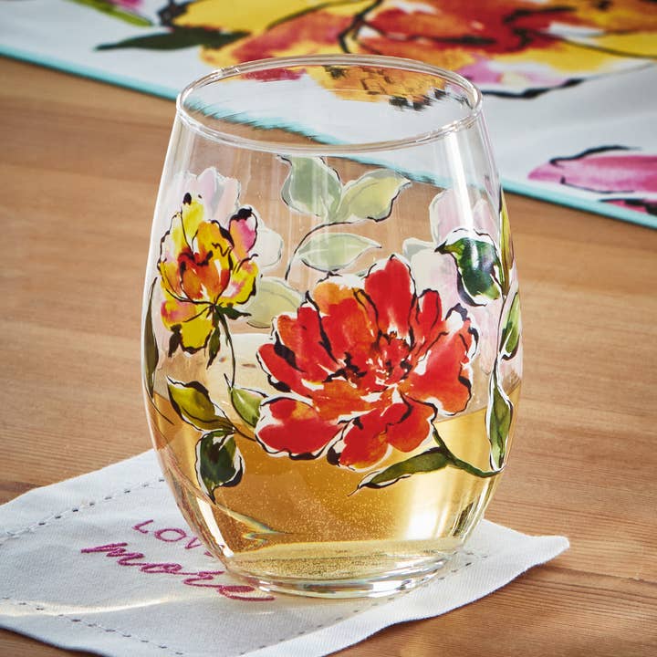 In Bloom Stemless Wine Multi Glass Spring for wholesale by tag
