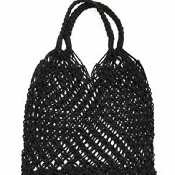 Christa Rope Crochet Shoulder Bag Jet Black - CLOSEOUT DEAL for wholesale by Lemonbella