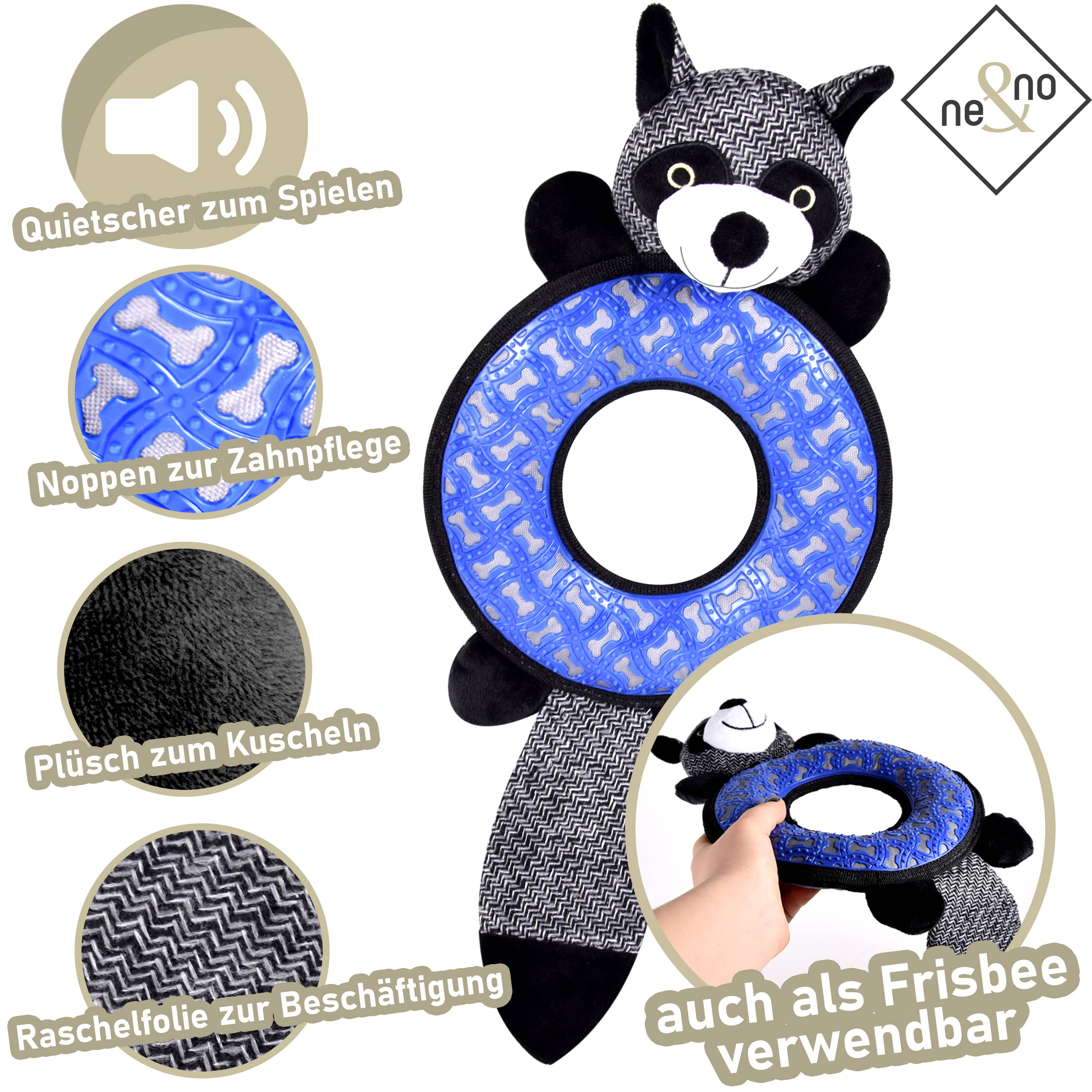 ne&no - Wholesale Pet Plush Toy - Dog - ne&no® Dog Toy Raccoon - squeaks and rustles5