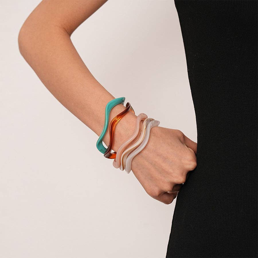 alberalkirk - Wholesale Bangle Bracelet - Acrylic Bangle Multi Plated Vintage Minimalist S5P0685
