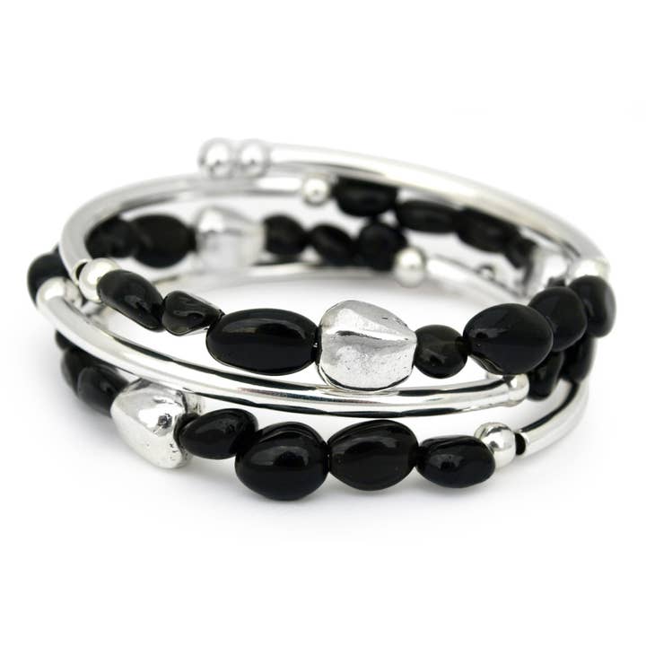 Crazyartgrrl Jewelry - Wholesale Beaded Bracelet - Obscura - Black Polished Obsidian Nugget Bracelet