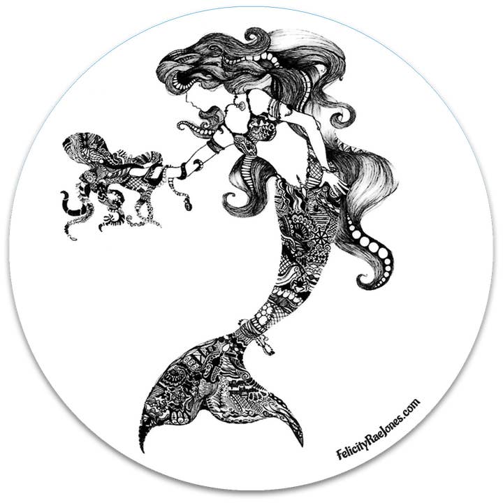 „Doodle Mystery Mermaid“ Vinyl-Aufkleber für den Großhandel von FJ Creations